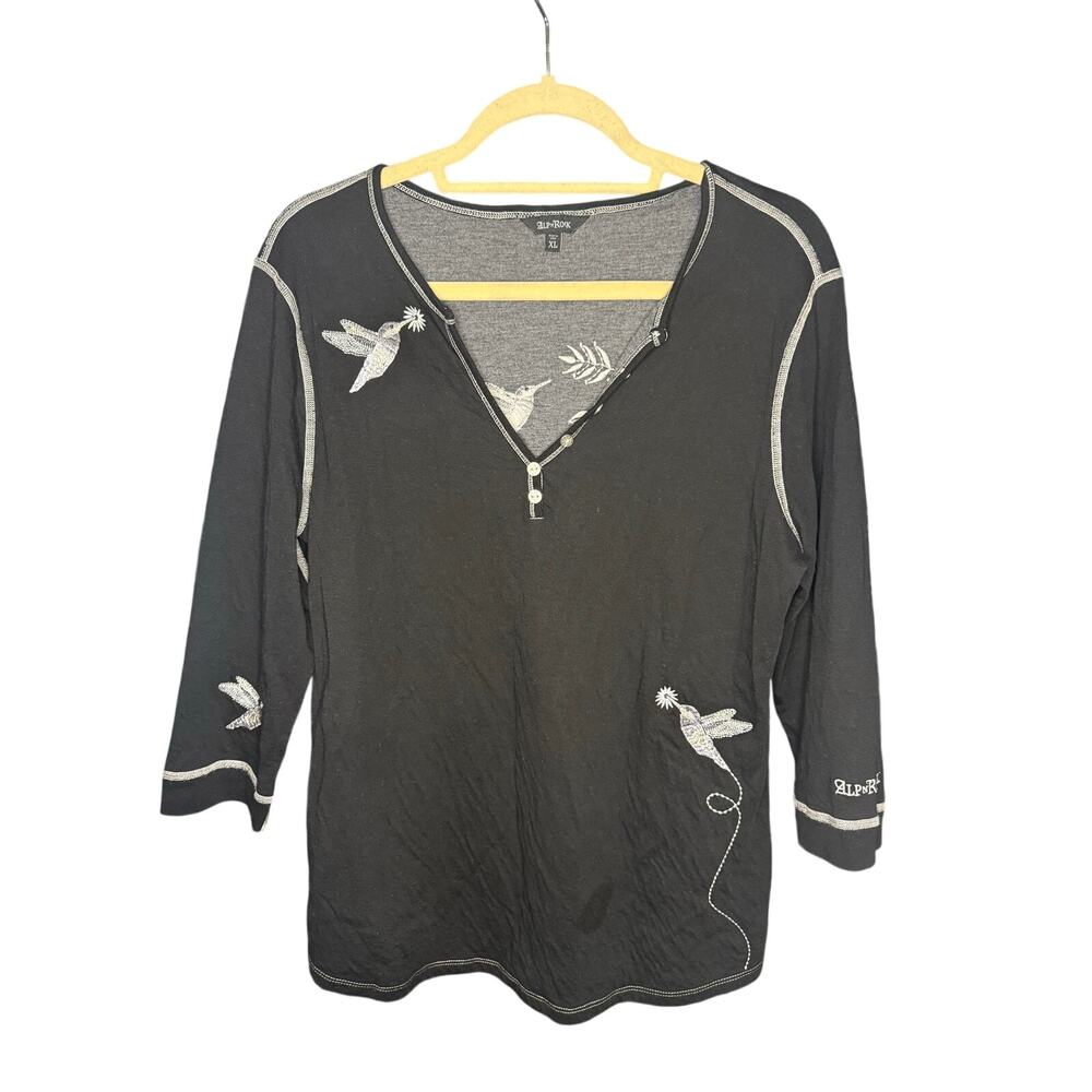 Alp N Rock Embroidered Henley Top Size XL